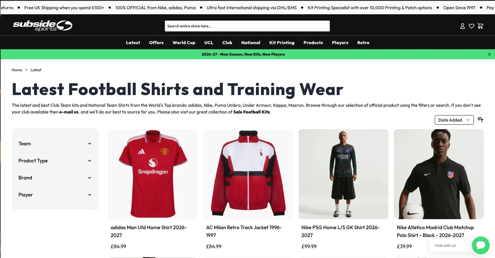 The Subside Sports website