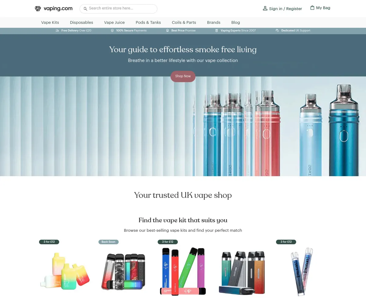 The Vaping.com website