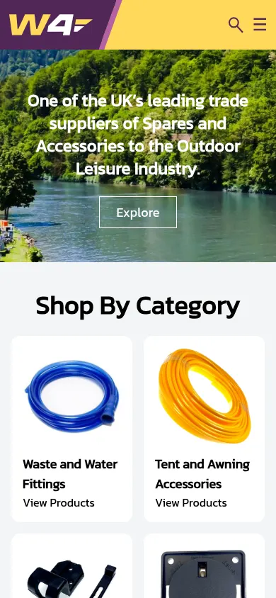 The W4 Leisure homepage on a phone